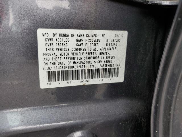 19UDE2F30HA012835 - 2017 ACURA ILX BASE WATCH PLUS GRAY photo 12