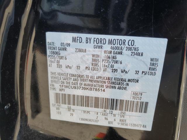 1FMCU93739KB78514 - 2009 FORD ESCAPE XLT BLACK photo 13