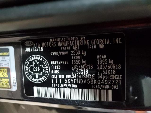 5XYPHDA58KG492721 - 2019 KIA SORENTO EX Gris photo 14