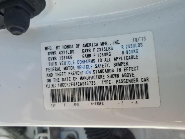 1HGCR2F84EA043738 - 2014 HONDA ACCORD EXL WHITE photo 13