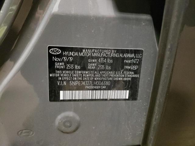 5NPEJ4J27LH006380 - 2020 HYUNDAI SONATA SEL PLUS GRAY photo 13