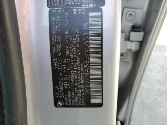 WBANA53574B850125 - 2004 BMW 525 I SILVER photo 12