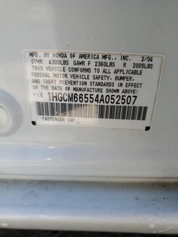 1HGCM66554A052507 - 2004 HONDA ACCORD EX WHITE photo 12