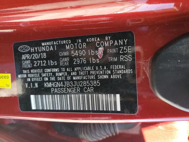 KMHGN4JB3JU285385 - 2018 GENESIS G80 SPORT RED photo 12