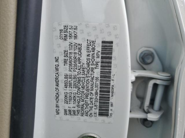 5J8TB3H38HL007166 - 2017 ACURA RDX WHITE photo 12