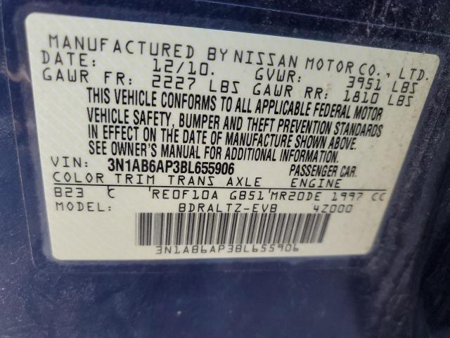 3N1AB6AP3BL655906 - 2011 NISSAN SENTRA 2.0 BLUE photo 12