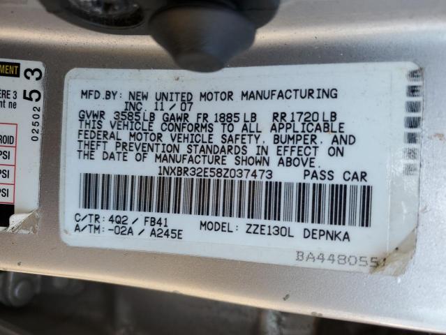 1NXBR32E58Z037473 - 2008 TOYOTA COROLLA CE SILVER photo 12