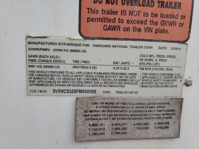 5V8VC5320FM500598 - 2015 VAGA TRAILER WHITE photo 10