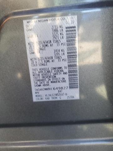 5N1AR2MN9FC649827 - 2015 NISSAN PATHFINDER S 银色 照片 13