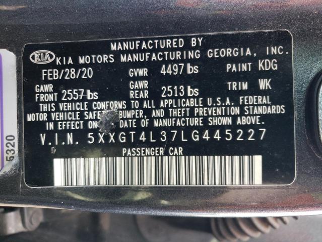 5XXGT4L37LG445227 - 2020 KIA OPTIMA LX GRAY photo 12