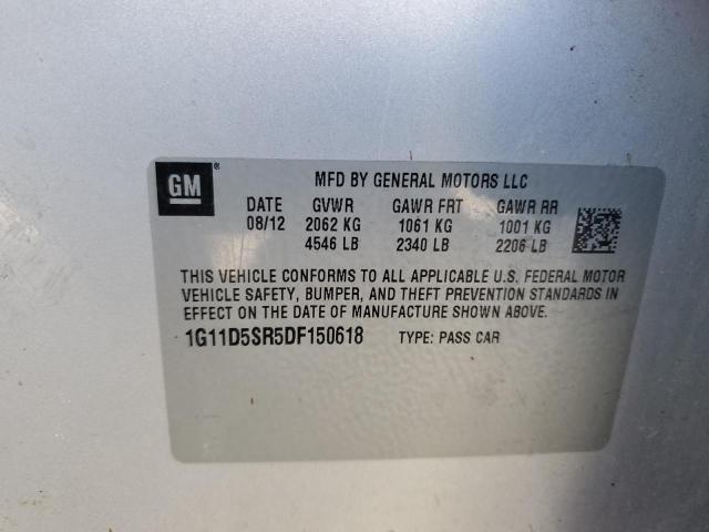 1G11D5SR5DF150618 - 2013 CHEVROLET MALIBU 1LT SILVER photo 12