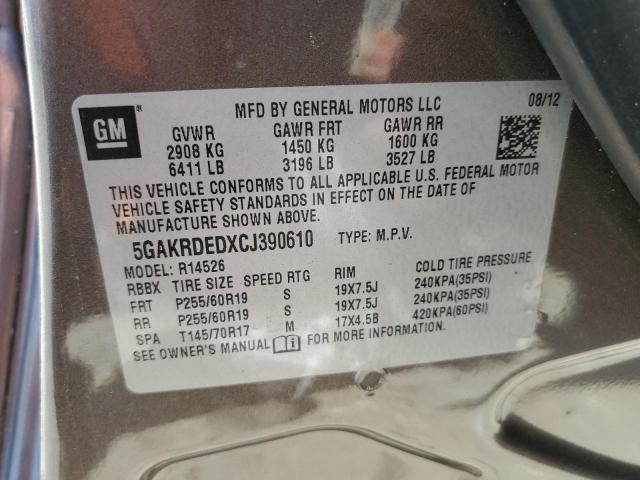 5GAKRDEDXCJ390610 - 2012 BUICK ENCLAVE BROWN photo 13