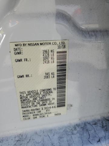 1N4BL4BV9KC130446 - 2019 NISSAN ALTIMA S WHITE photo 12