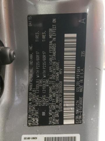 5TDYK3DC1FS609008 - 2015 TOYOTA SIENNA XLE SILVER photo 13