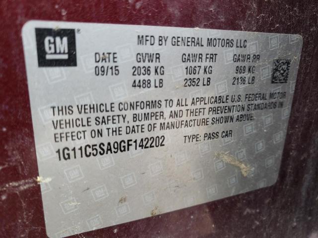 1G11C5SA9GF142202 - 2016 CHEVROLET MALIBU LIM LT 勃艮第红 照片 12