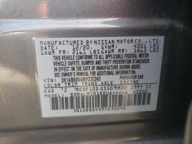 3N1AB8DV4MY230240 - 2021 NISSAN SENTRA SR GRAY photo 13