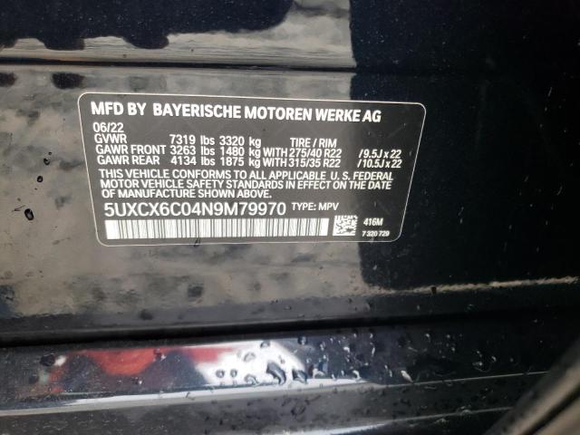 5UXCX6C04N9M79970 - 2022 BMW X7 M50I BLACK photo 14