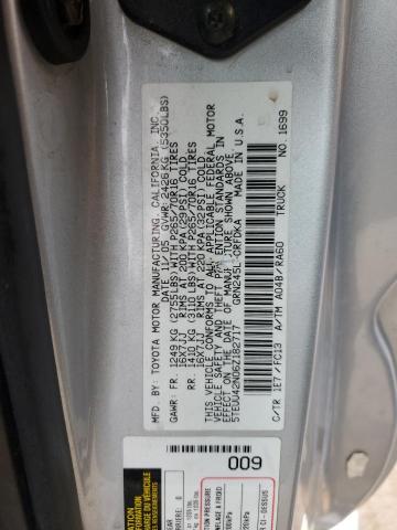 5TEUU42N06Z182717 - 2006 TOYOTA TACOMA ACCESS CAB ვერცხლისფერი ფოტო 12