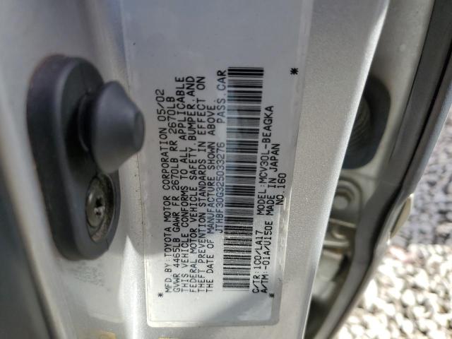 JTHBF30G325033276 - 2002 LEXUS ES 300 SILVER photo 12