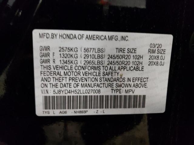 5J8YD4H52LL027008 - 2020 ACURA MDX TECHNOLOGY 黑色 照片 13
