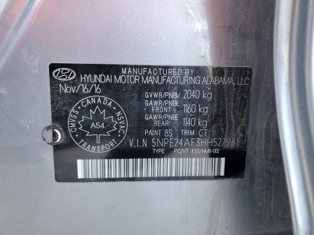 5NPE24AF3HH527961 - 2017 HYUNDAI SONATA SE SILVER photo 13