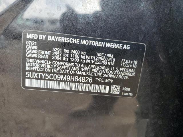 5UXTY5C09M9H84826 - 2021 BMW X3 XDRIVE30I BLACK photo 13