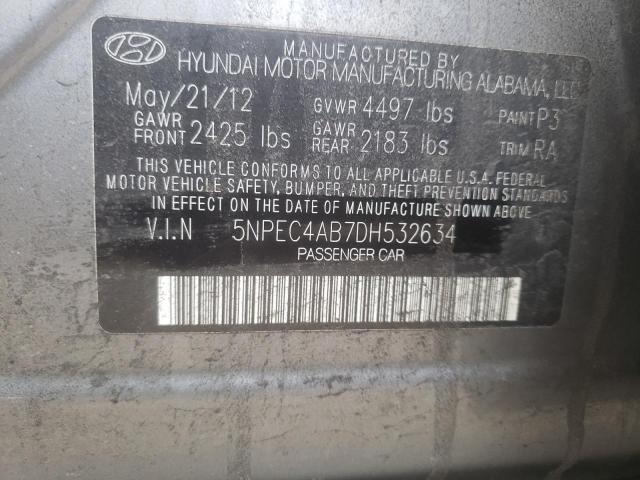 5NPEC4AB7DH532634 - 2013 HYUNDAI SONATA SE GRAY photo 12