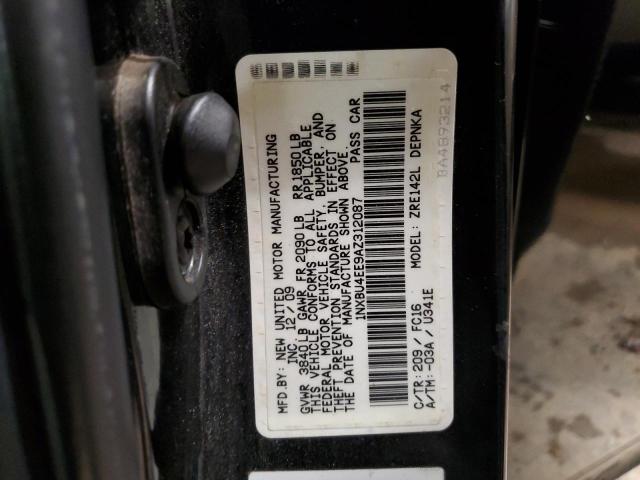 1NXBU4EE9AZ312087 - 2010 TOYOTA COROLLA BASE BLACK photo 12