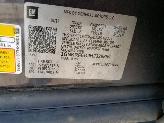 1GNKRFED9HJ329869 - 2017 CHEVROLET TRAVERSE LS GRAY photo 13