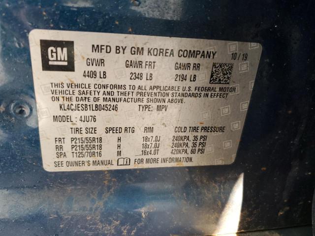 KL4CJESB1LB045246 - 2020 BUICK ENCORE PREFERRED BLUE photo 13