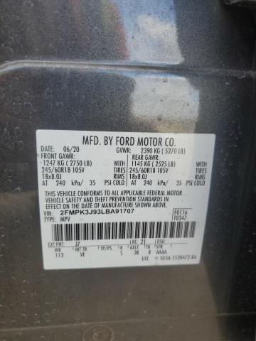 2FMPK3J93LBA91707 - 2020 FORD EDGE SEL GRAY photo 13