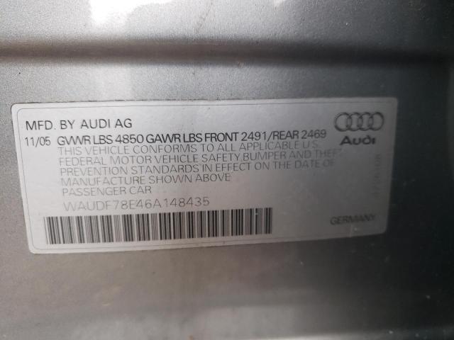 WAUDF78E46A148435 - 2006 AUDI A4 2.0T QUATTRO SILVER photo 12