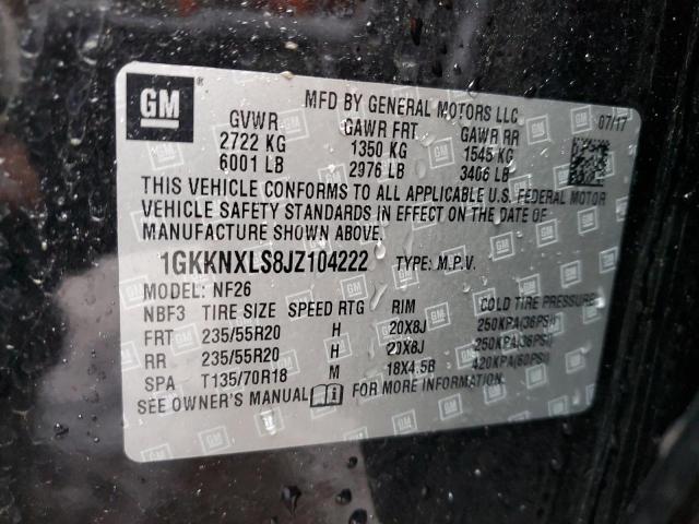 1GKKNXLS8JZ104222 - 2018 GMC ACADIA DENALI BLACK photo 13