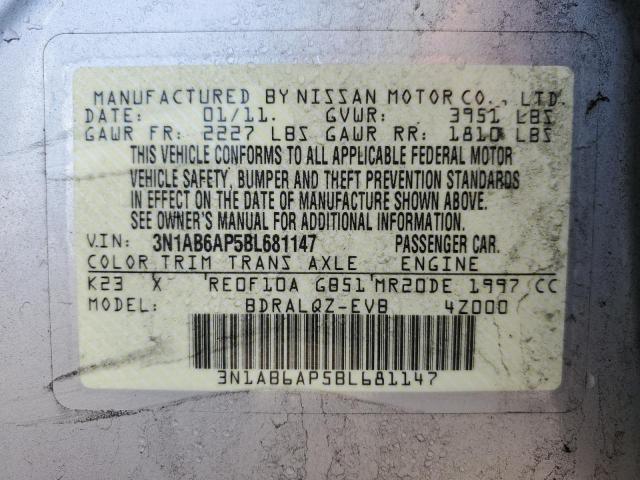 3N1AB6AP5BL681147 - 2011 NISSAN SENTRA 2.0 SILVER photo 12