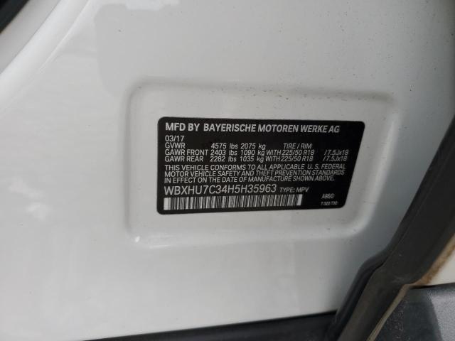 WBXHU7C34H5H35963 - 2017 BMW X1 SDRIVE28I WHITE photo 12