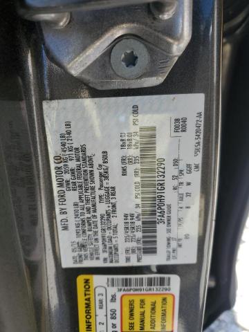 3FA6P0H91GR132290 - 2016 FORD FUSION SE GRAY photo 12