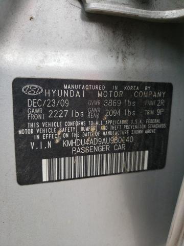 KMHDU4AD9AU980140 - 2010 HYUNDAI ELANTRA BLUE SILVER photo 12