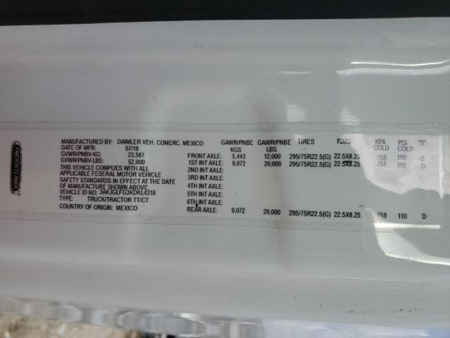 3AKJGLFG3KDKL4318 - 2019 FREIGHTLINER CASCADIA 1 白色 照片 10