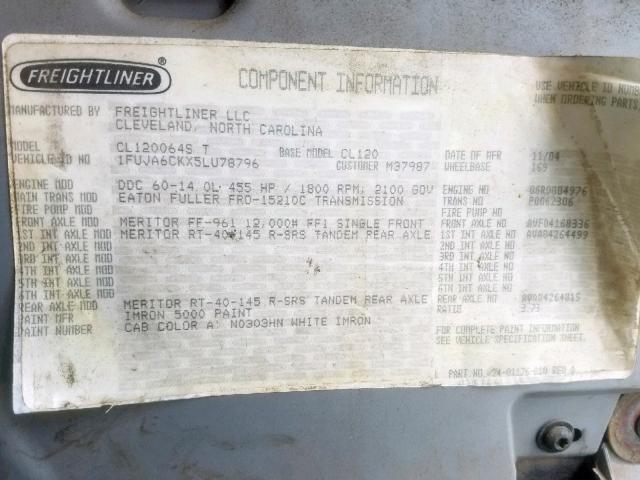 1FUJA6CKX5LU78796 - 2005 FREIGHTLINER CONVENTIONAL COLUMBIA  ფოტო 10