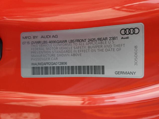 WAUM2AFR2GA012806 - 2016 AUDI A5 PREMIUM PLUS S-LINE RED photo 12