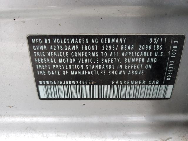 WVWDA7AJ9BW246656 - 2011 VOLKSWAGEN GOLF SILVER photo 14