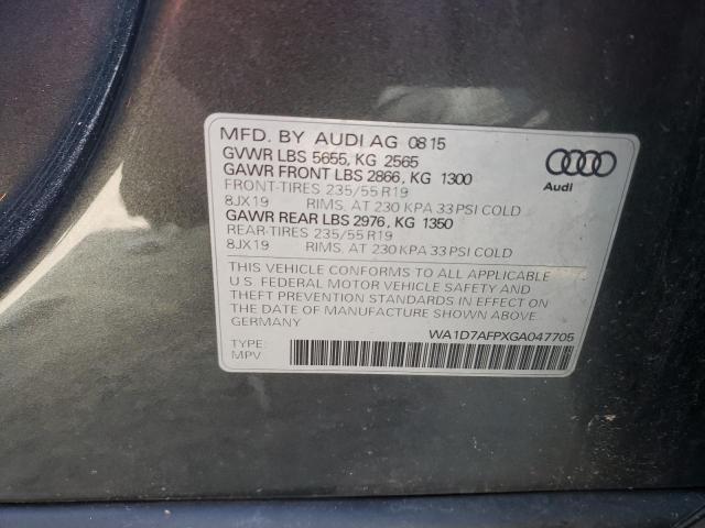 WA1D7AFPXGA047705 - 2016 AUDI Q5 PREMIUM PLUS S-LINE GRAY photo 13