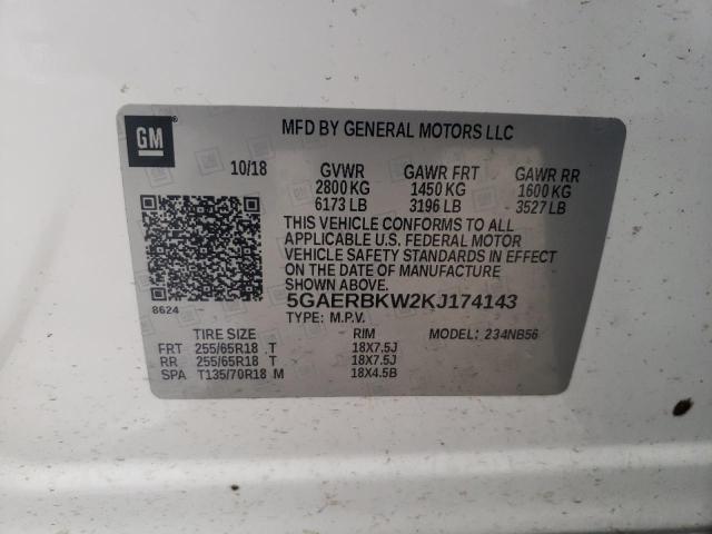 5GAERBKW2KJ174143 - 2019 BUICK ENCLAVE ESSENCE თეთრი ფოტო 13