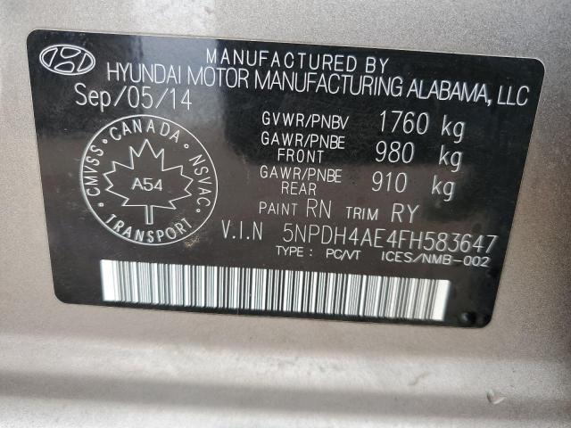 5NPDH4AE4FH583647 - 2015 HYUNDAI ELANTRA SE TAN photo 13