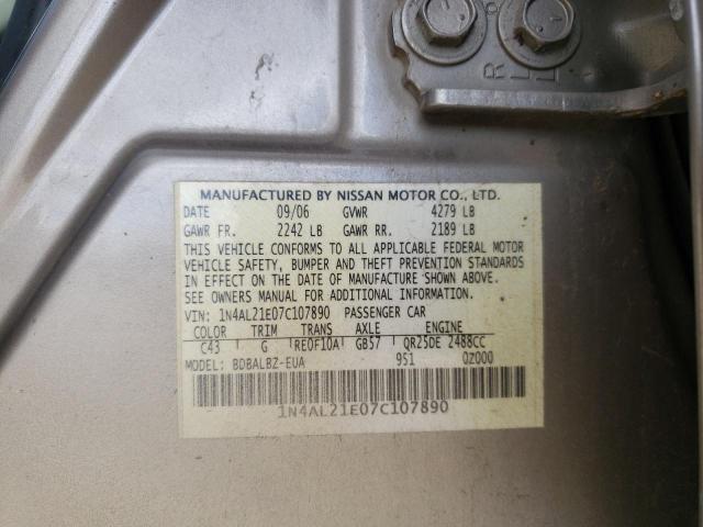 1N4AL21E07C107890 - 2007 NISSAN ALTIMA 2.5 TAN photo 12