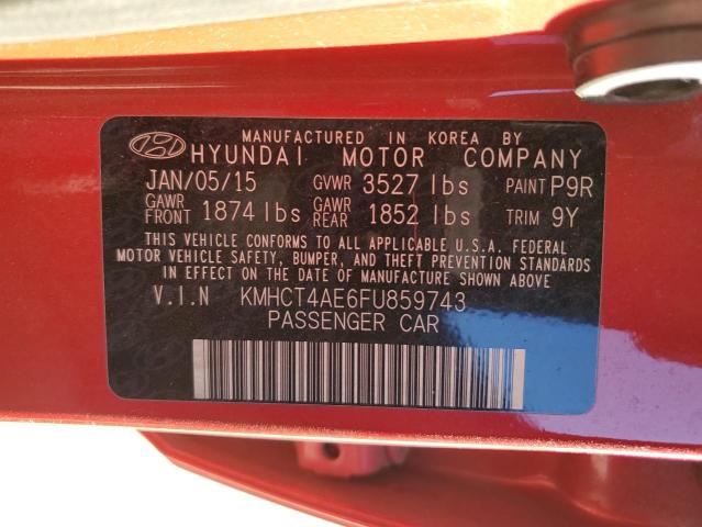 KMHCT4AE6FU859743 - 2015 HYUNDAI ACCENT GLS RED photo 13