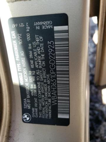 WBAHJ6310PGD22923 - 1993 BMW 525 IT AUTOMATIC GOLD photo 13