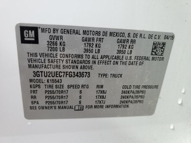 3GTU2UEC7FG343673 - 2015 GMC SIERRA K1500 SLE WHITE photo 12