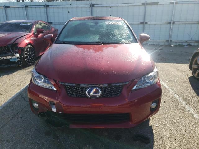 JTHKD5BH0C2110650 - 2012 LEXUS CT 200 RED photo 5