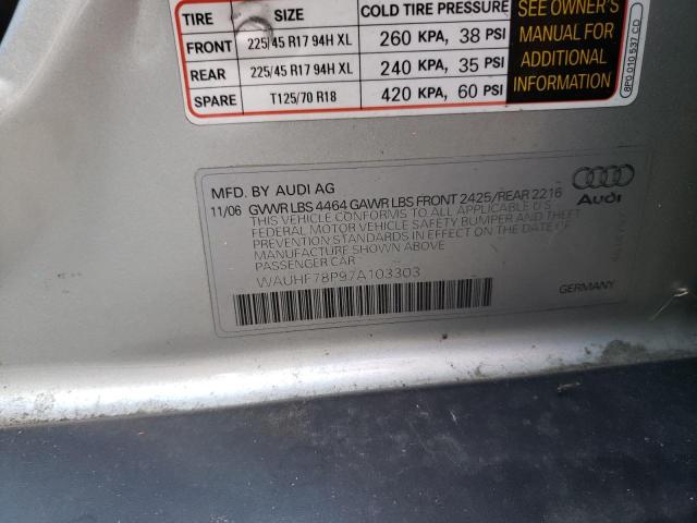 WAUHF78P97A103303 - 2007 AUDI A3 2 GRAY photo 12